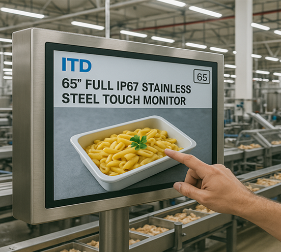 ITD 65inch Full IP66,IP67,IP69K Stainless Steel Touch Monitor for Hygienic & Harsh Environments
